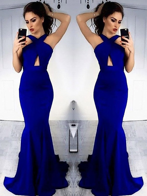 Sheath Halter Sleeveless With Ruched Elegant Evening Dress-ballbellauk