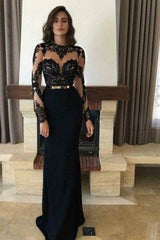 SheathJewel Long Sleeves With Appliques Long Spandex Dress-ballbellauk