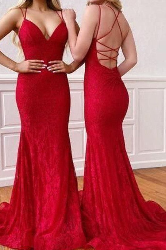 SheathLace Ruffles V-neck Sleeveless Prom Dress-ballbellauk