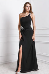 SheathOne Shoulder Sleeveless Long Beading Prom Dress-ballbellauk