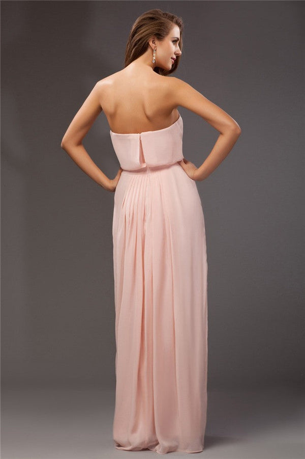SheathStrapless Sleeveless Long Ruffles Evening Dress Chiffon-ballbellauk