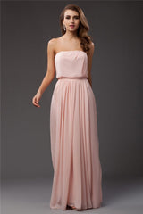 SheathStrapless Sleeveless Long Ruffles Evening Dress Chiffon-ballbellauk