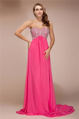 SheathSweetheart Beading Sleeveless Long Evening Dress Chiffon-ballbellauk