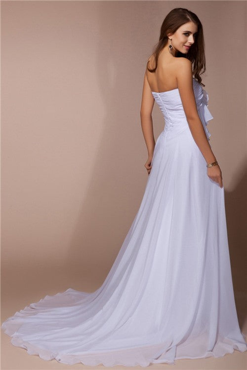SheathSweetheart Sleeveless Long Ruffles Evening Dress Chiffon-ballbellauk
