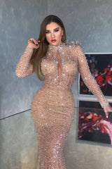 Shine Bright in a Mermaid Long Sleeve Sequins Prom Dress UK-ballbellauk