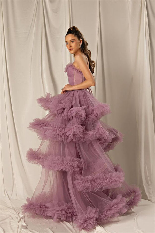 Shine with Mermaid Layers Online Prom Dress UK Spaghetti-Straps-ballbellauk