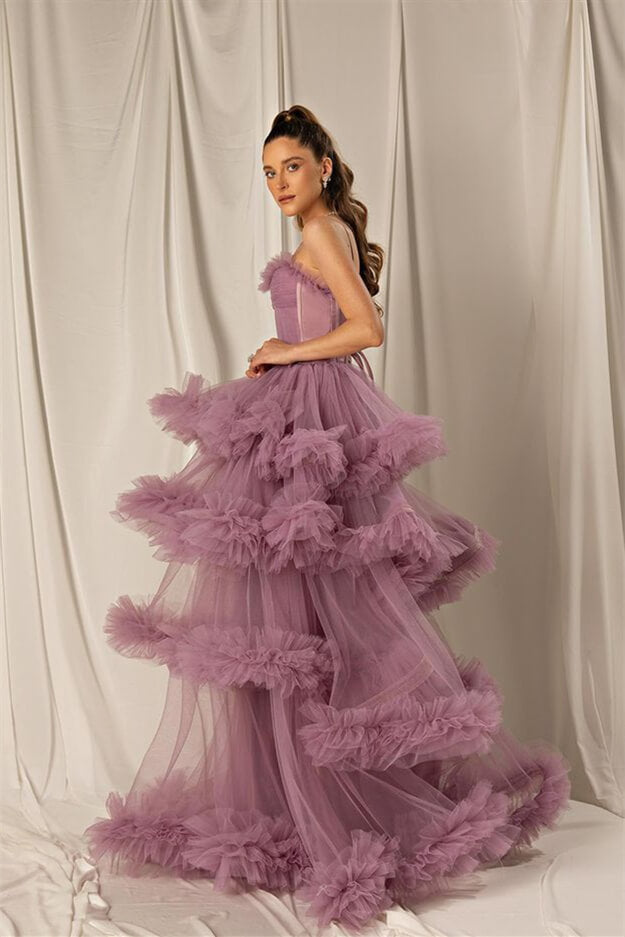 Shine with Mermaid Layers Online Prom Dress UK Spaghetti-Straps-ballbellauk