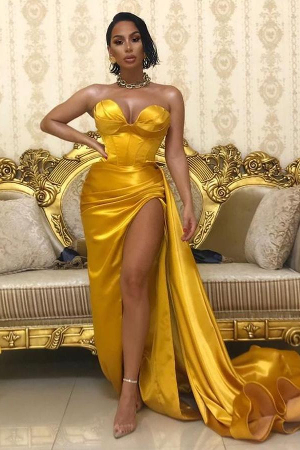Shinning Long Prom Dress With Split On Sale Sweetheart-ballbellauk