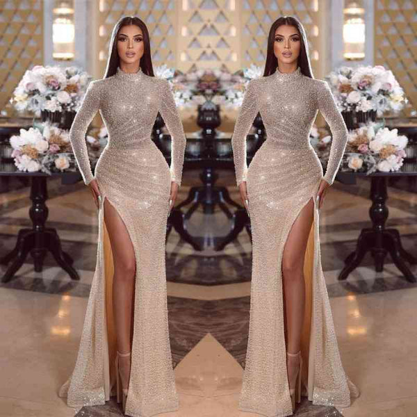 Shiny Mermaid Prom Dress UK for Women | Long Sleeves-ballbellauk