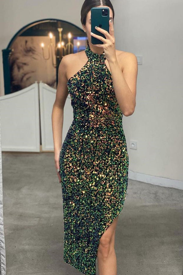 Shop Elegant Halter Mermaid Sequins Dress Online-ballbellauk