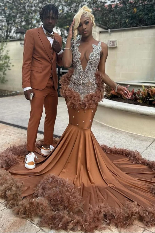 strapless open back dress Orange Sequin Mini Dress with Black Lace and Gloves