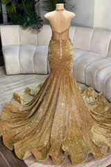 Silver Beaded Sequin Court Train Sleeveless Prom Dresses-Ballbella