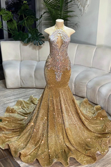 Silver Beaded Sequin Court Train Sleeveless Prom Dresses-Ballbella