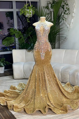 Silver Beaded Sequin Court Train Sleeveless Prom Dresses-Ballbella