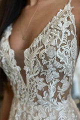 Sleeveless A-Line Long Spaghetti Straps Wedding Dresses-ballbellauk
