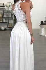 Sleeveless Amazing Long Chiffon Lace Prom Dress-ballbellauk