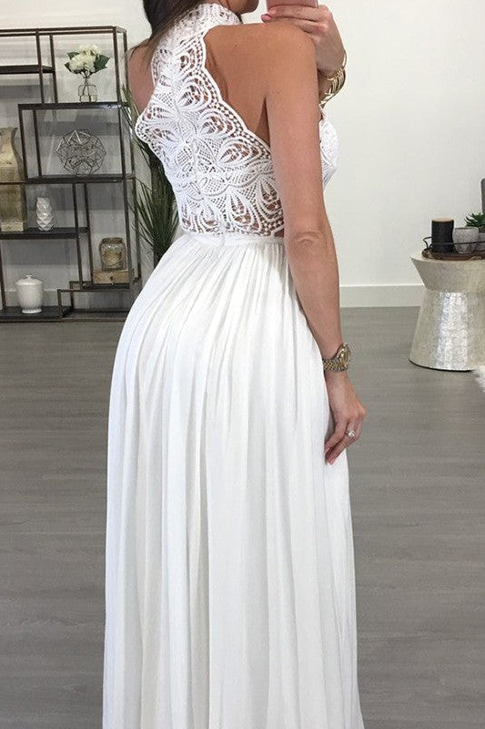 Sleeveless Amazing Long Chiffon Lace Prom Dress-ballbellauk