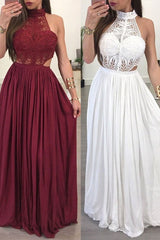 Sleeveless Amazing Long Chiffon Lace Prom Dress-ballbellauk