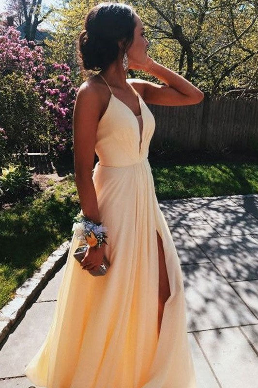 Sleeveless Amazing Long V-neck Ruffles Prom Dress with Chiffon-ballbellauk