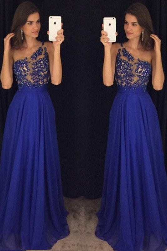 Sleeveless Amazing One-Shoulder Long Beading Evening Dress Chiffon-ballbellauk