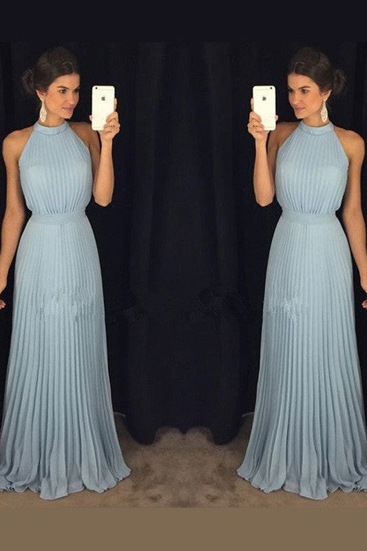 Sleeveless Amazing Pleats Long Evening Dress Chiffon-ballbellauk
