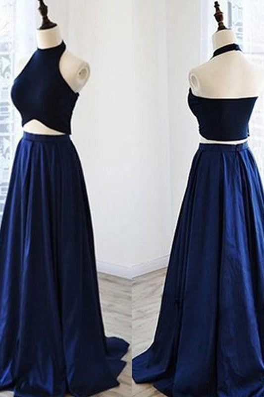 Sleeveless Amazing Ruffles Satin Two Piece Prom Dress-ballbellauk