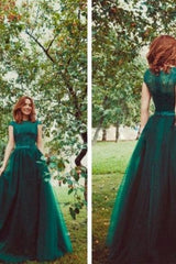 Sleeveless Amazing Scoop Tulle Long Prom Dress-ballbellauk