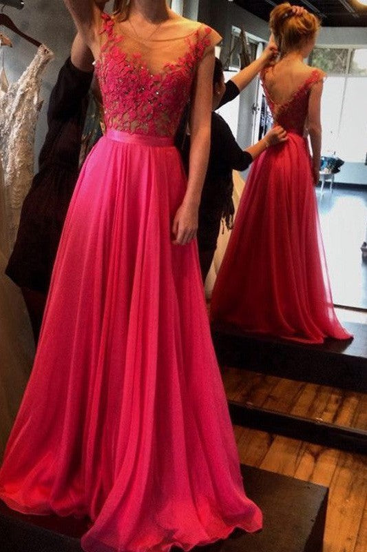 Sleeveless Amazing Scoop With Appliques Evening Dress Chiffon-ballbellauk