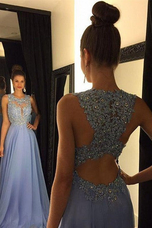 Sleeveless Amazing Scoop With Appliques Evening Dress Chiffon-ballbellauk