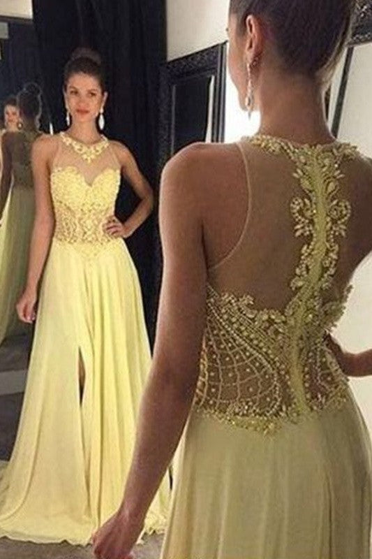 Sleeveless Amazing Sheer Neck Beading Evening Dress Chiffon-ballbellauk