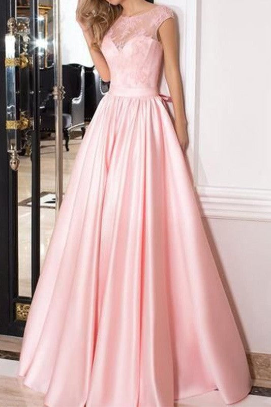 Sleeveless Amazing Sheer Neck Long Lace Elegant Evening Dress-ballbellauk