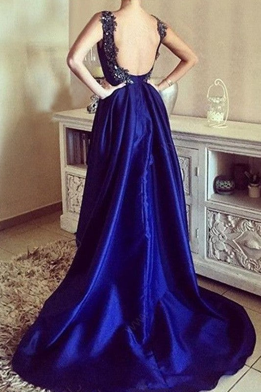 Sleeveless Amazing Square Asymmetrical With Appliques Elegant Evening Dress-ballbellauk