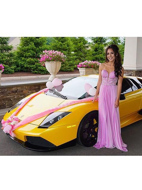 Sleeveless Amazing Sweetheart Chiffon With Appliques Prom Dress-ballbellauk