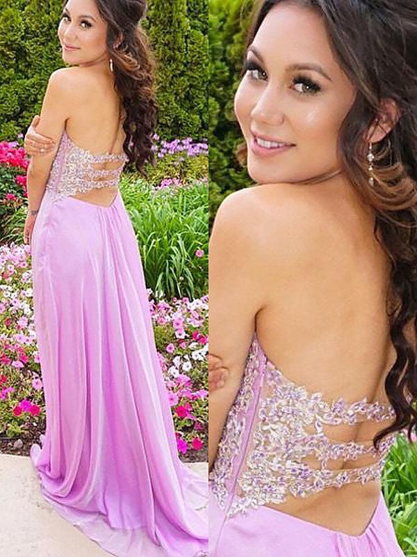 Sleeveless Amazing Sweetheart Chiffon With Appliques Prom Dress-ballbellauk