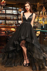 Sleeveless Amazing V-neck Asymmetrical Ruffles Evening Dress-ballbellauk