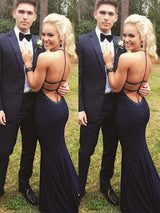 Sleeveless Halter Beading Jersey Prom Dress-ballbellauk
