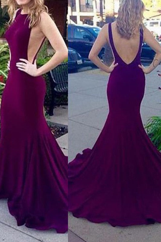 Sleeveless Scoop Jersey Prom Dress-ballbellauk