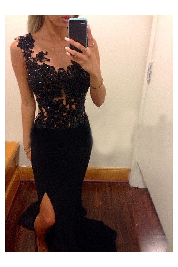 Sleeveless Scoop With Appliques Evening Dress Chiffon-ballbellauk