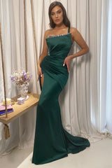 Srapless Emerald Mermaid Dress for Party with Split-ballbellauk