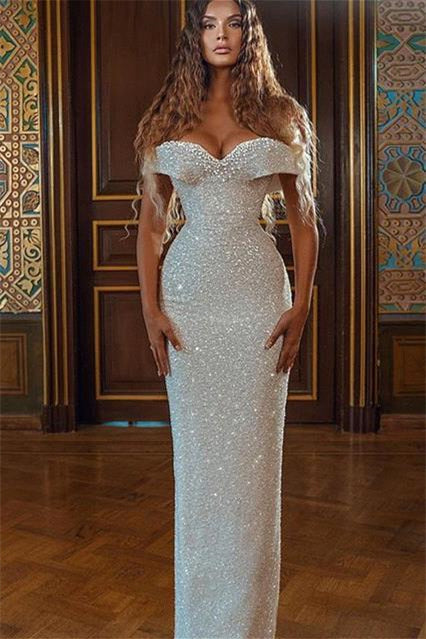 Stunning Mermaid White Sequins Prom Dress UK-ballbellauk