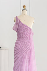 Stunning One Shoulder Mermaid Prom Dress UK with Sparkle Sequins-ballbellauk