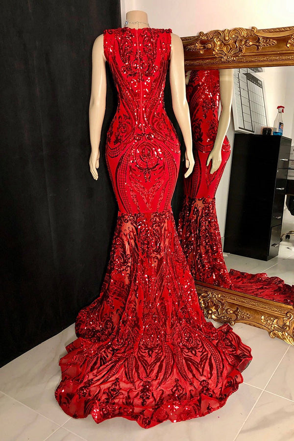 Stunning Sequins Mermaid Formal Wears Sleeveless V-Neck Online-ballbellauk