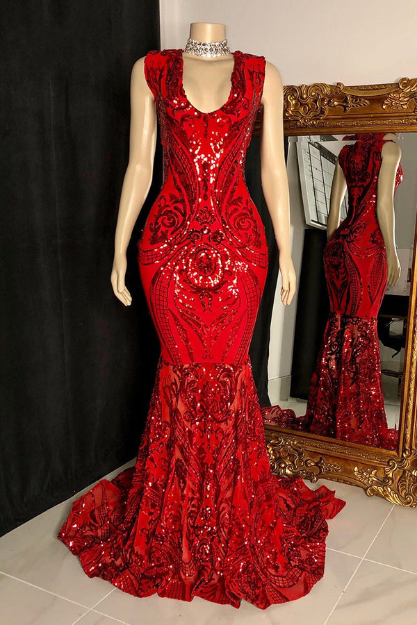 Stunning Sequins Mermaid Formal Wears Sleeveless V-Neck Online-ballbellauk
