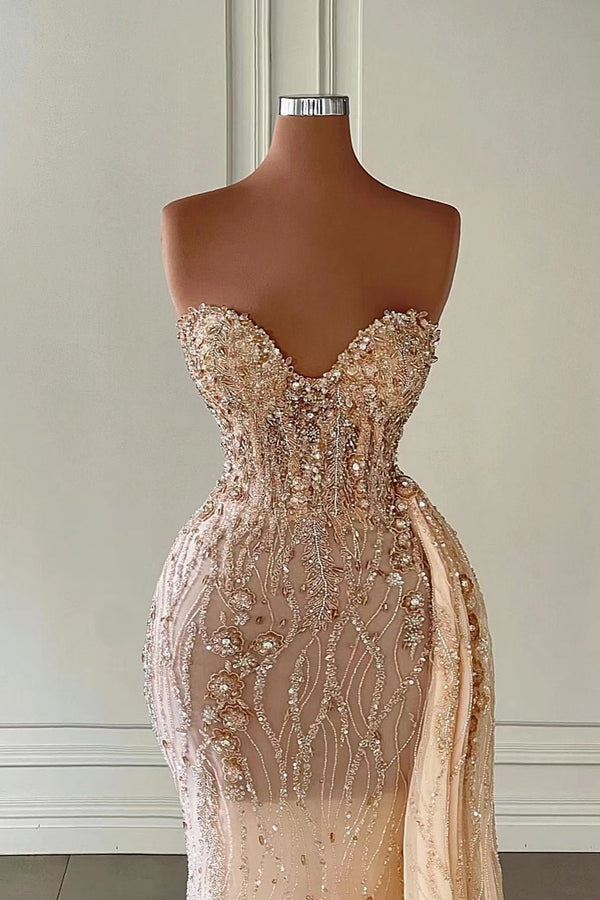 Stunning Sweetheart Mermaid Tulle Evening Dress with Rhinstone Sequins-ballbellauk