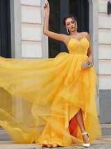 Tulle Prom Dress UK with Spaghetti-Straps and High-Lo Hem-ballbellauk