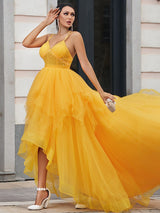 Tulle Prom Dress UK with Spaghetti-Straps and High-Lo Hem-ballbellauk
