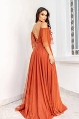 Tulle Spaghetti-Straps Boho Prom Dress UK A Line-ballbellauk