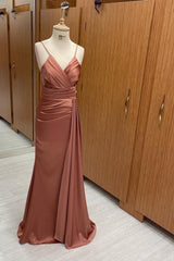 V-Neck Elegant Spaghetti-Straps Mermaid Evening Dress On Sale-ballbellauk