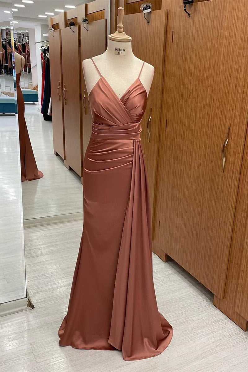 V-Neck Elegant Spaghetti-Straps Mermaid Evening Dress On Sale-ballbellauk